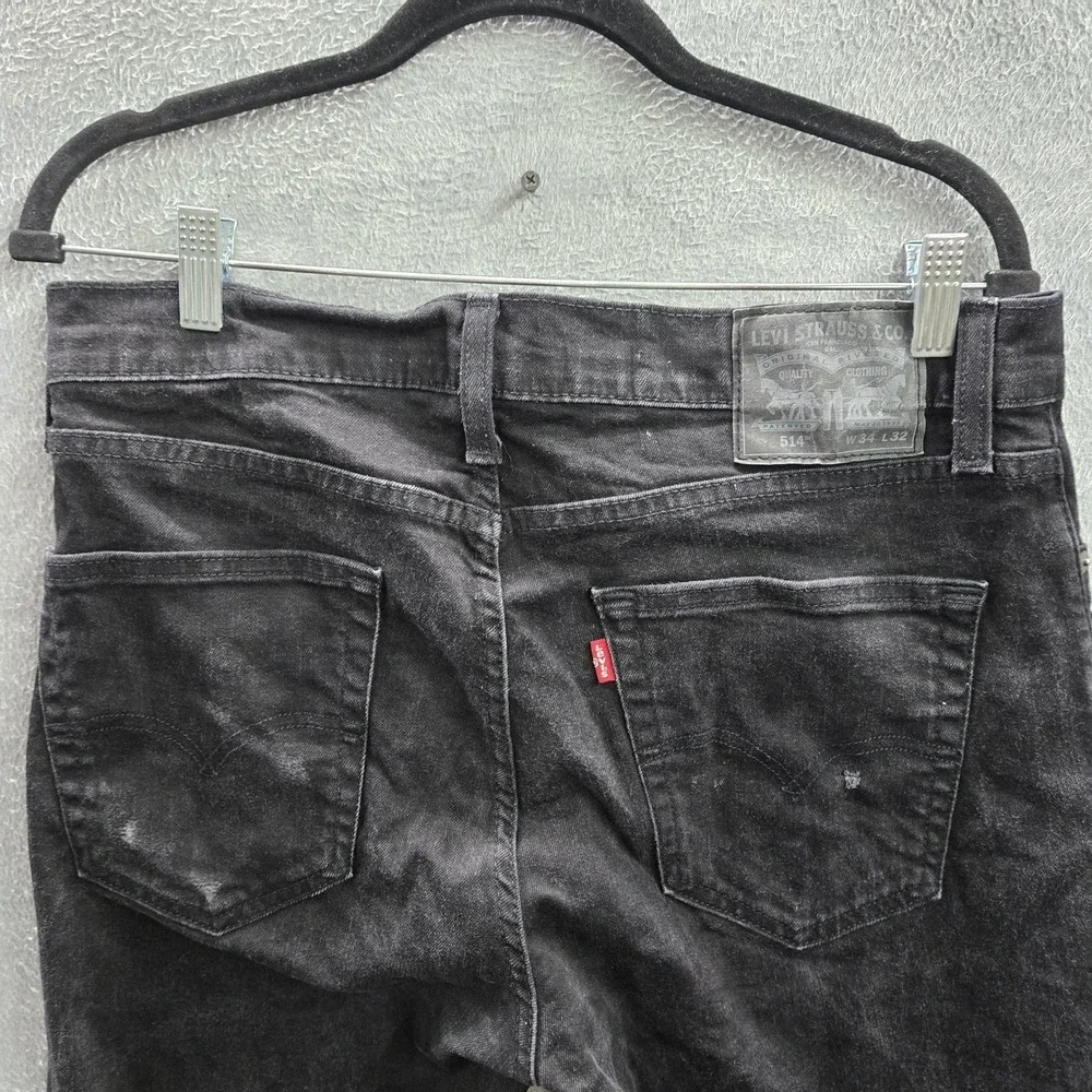 Levi's 514 Men Jeans 34X32 Black Denim Straight Fit‎ Grunge 31